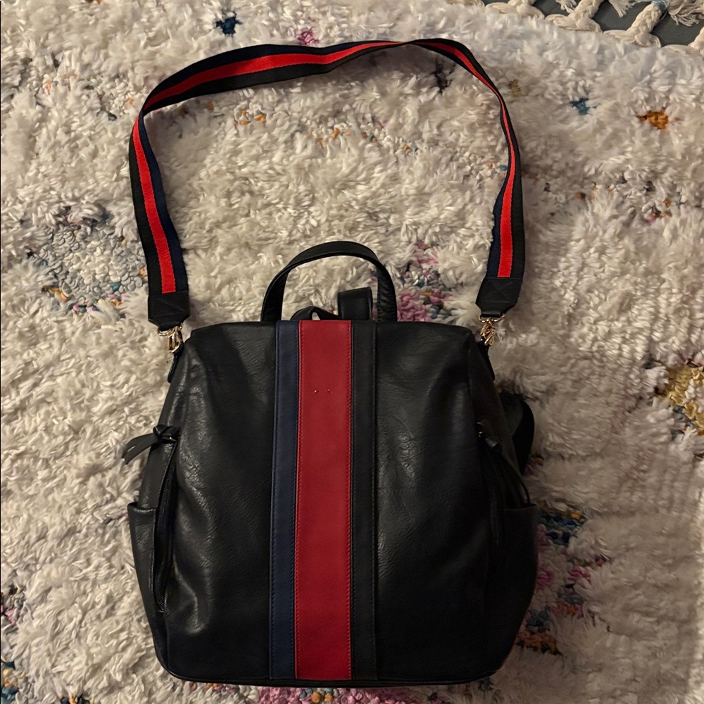 Black Backpack with Red and Blue Stripe perfect condition not used